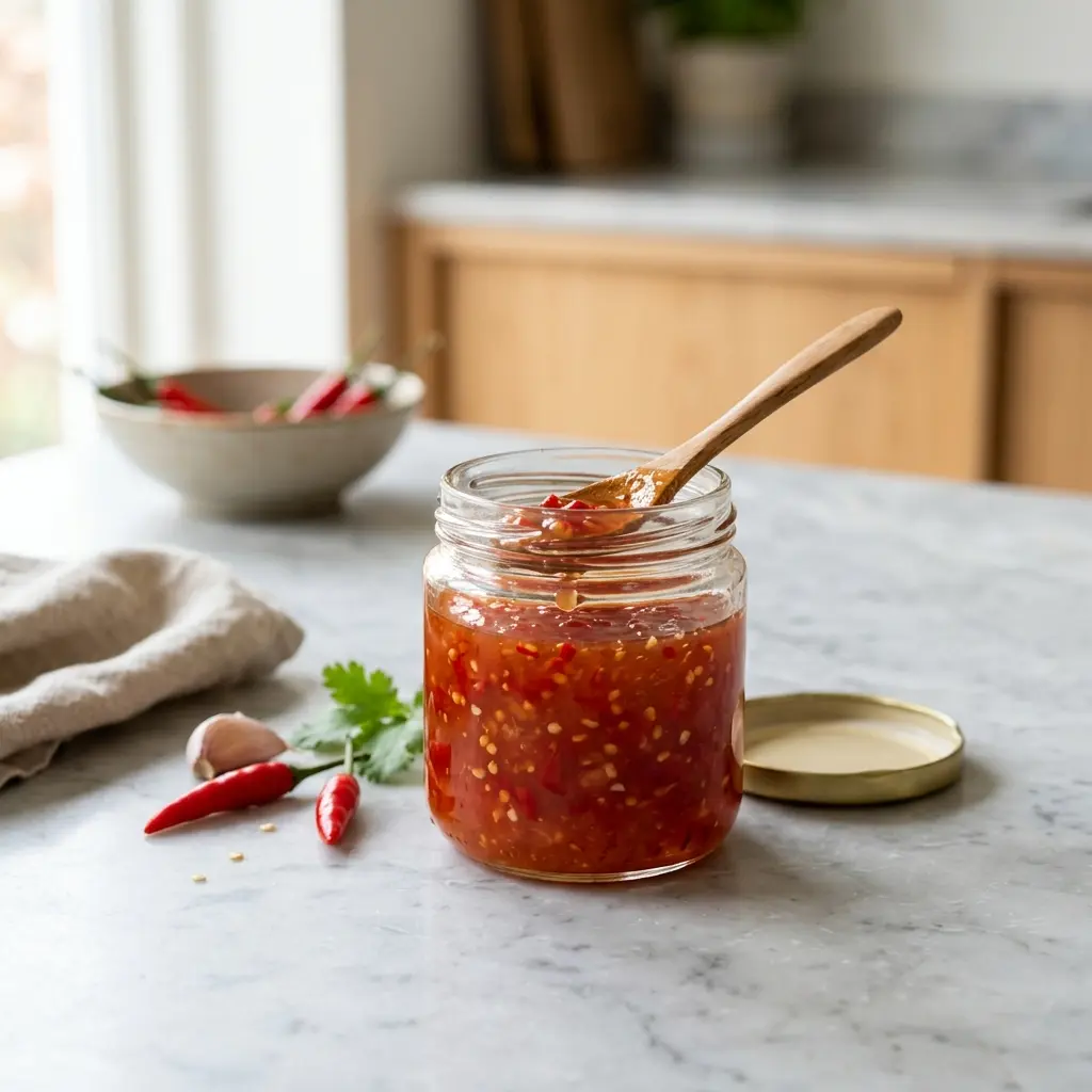 Sauce chili douce présenté dans un bol comme sauce ou accompagnement