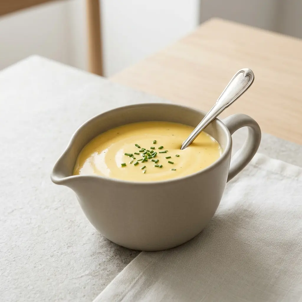 Sauce hollandaise présenté dans un bol comme sauce ou accompagnement