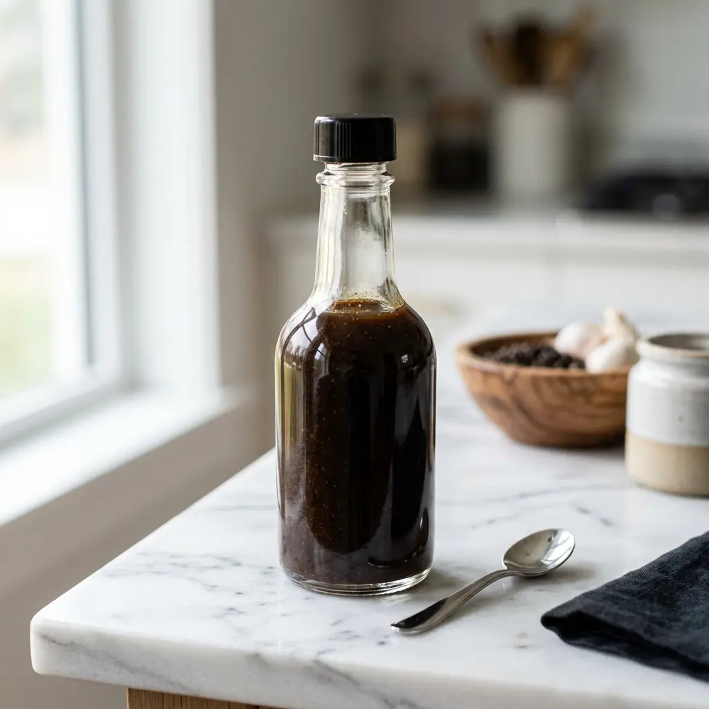 Sauce Worcestershire présenté dans un bol comme sauce ou accompagnement