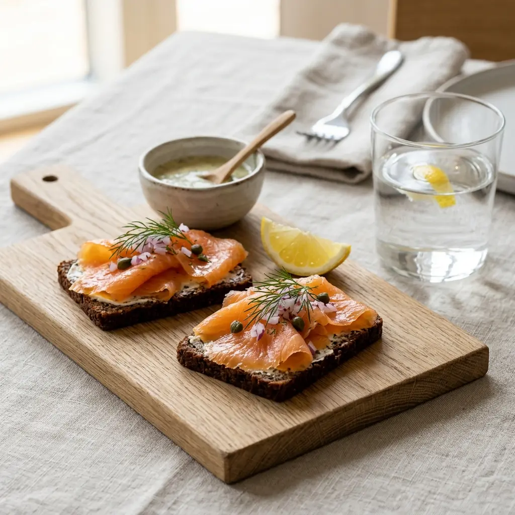 Saumon fumé à froid prêt à servir comme plat maison