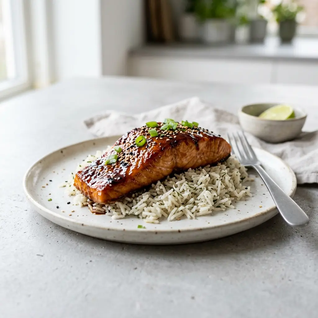 Saumon laqué prêt à servir comme plat maison