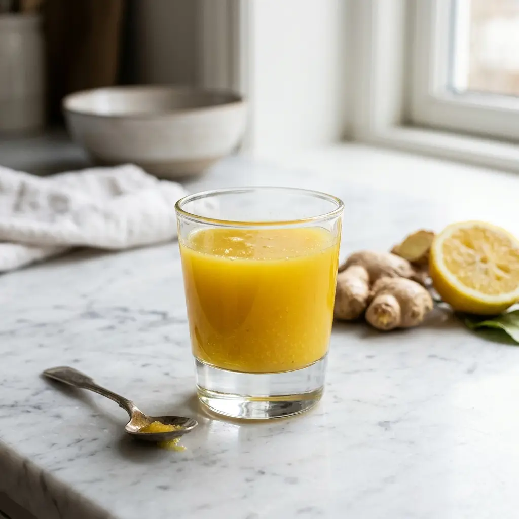 Shot de gingembre prêt à servir comme plat maison