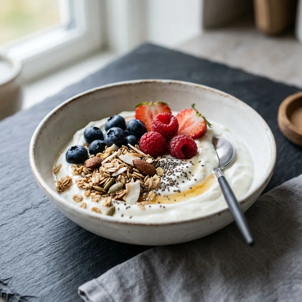 Skyr avec garniture prêt à servir comme plat maison
