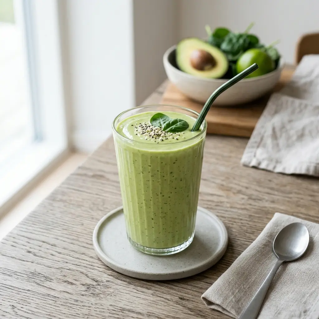 Smoothie à l’avocat servi frais comme boisson maison