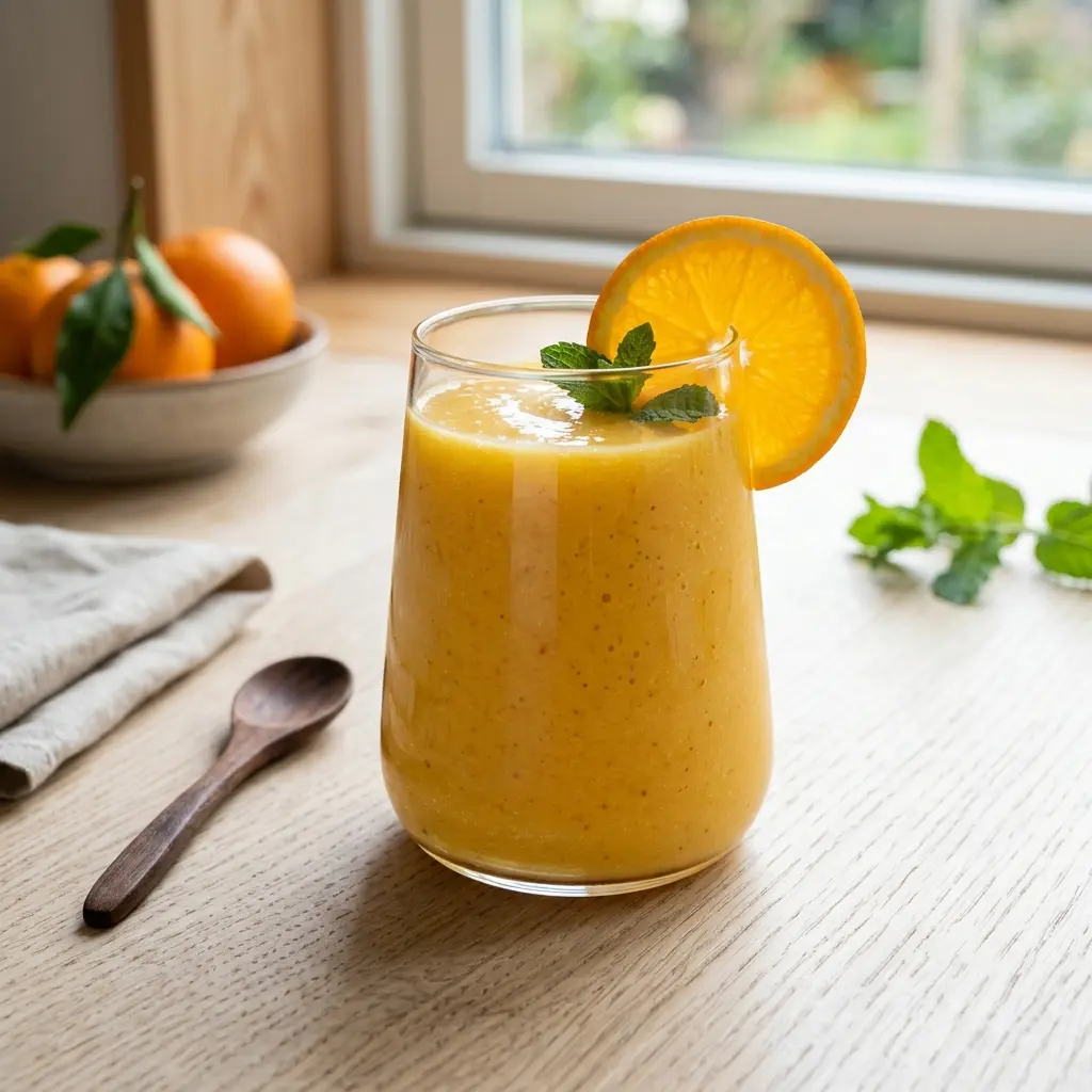 Smoothie à l’orange servi frais comme boisson maison