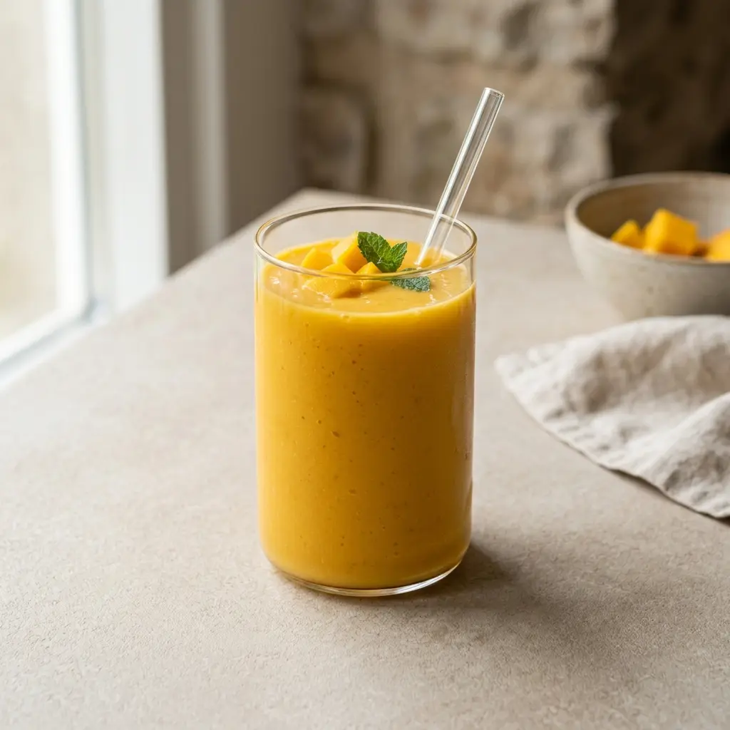 Smoothie à la mangue servi frais comme boisson maison