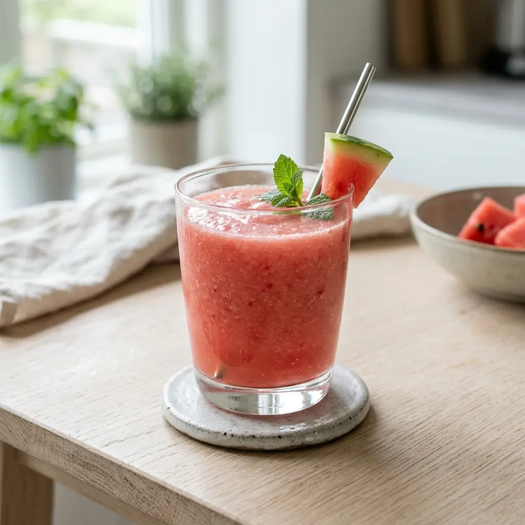 Smoothie à la pastèque servi frais comme boisson maison