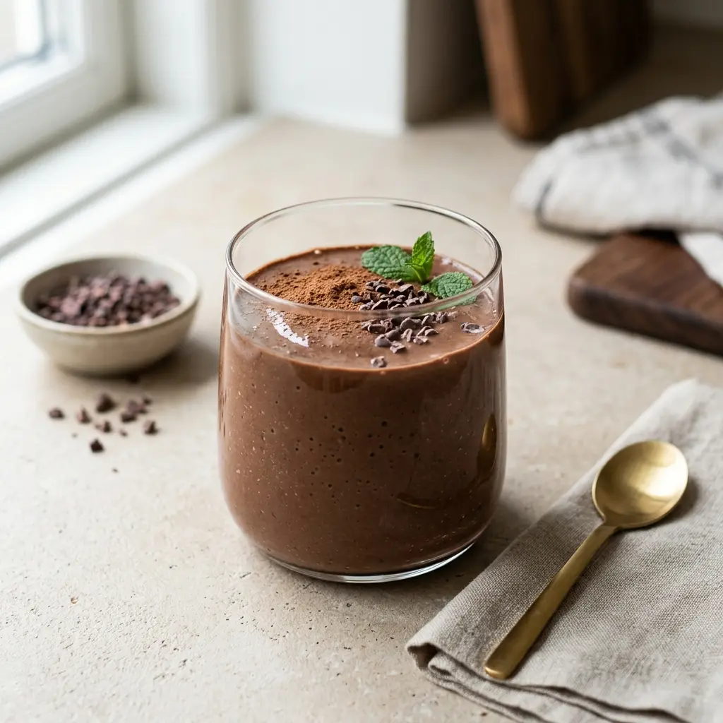 Smoothie au cacao servi frais comme boisson maison