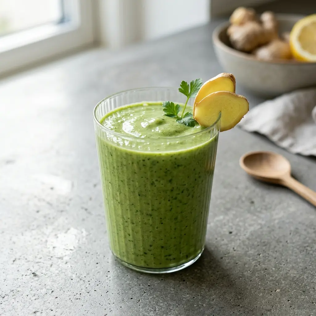 Smoothie au gingembre servi frais comme boisson maison