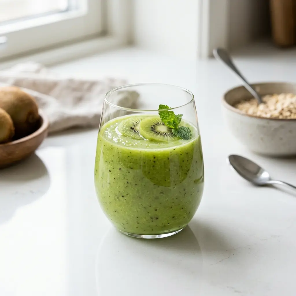 Smoothie au kiwi servi frais comme boisson maison