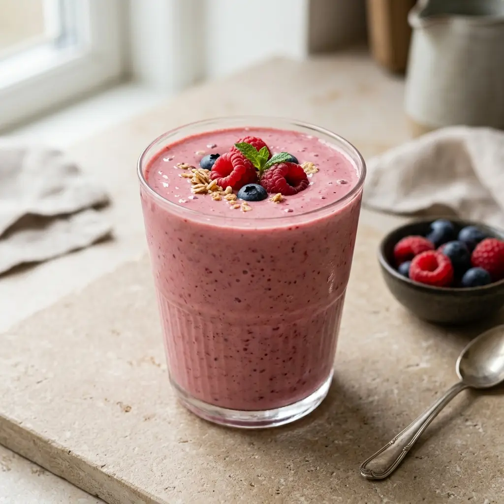 Smoothie au yaourt servi frais comme boisson maison