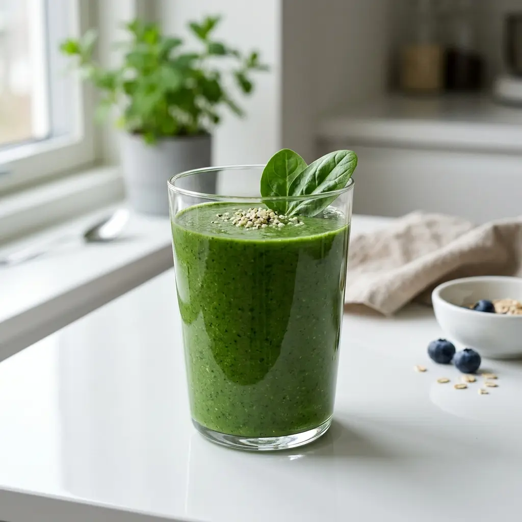 Smoothie aux épinards servi frais comme boisson maison