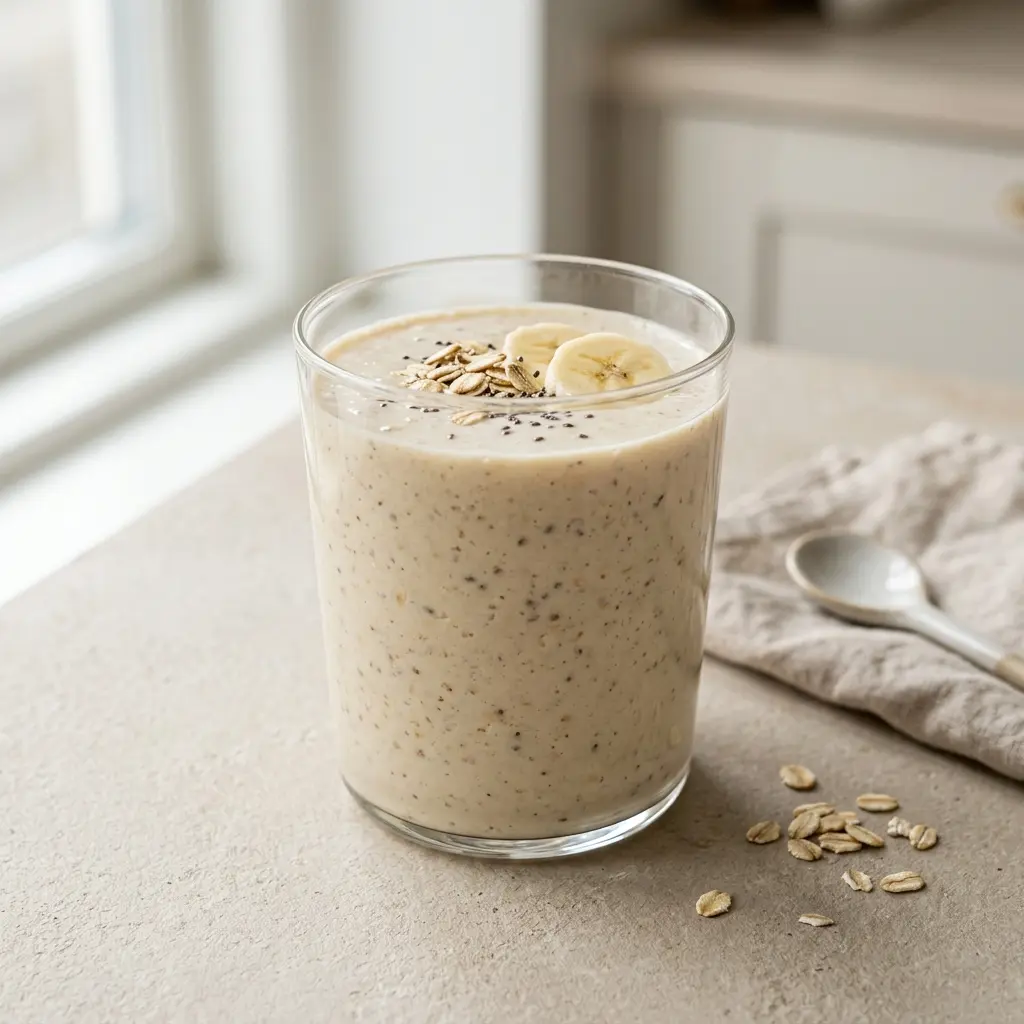 Smoothie aux flocons d’avoine servi frais comme boisson maison