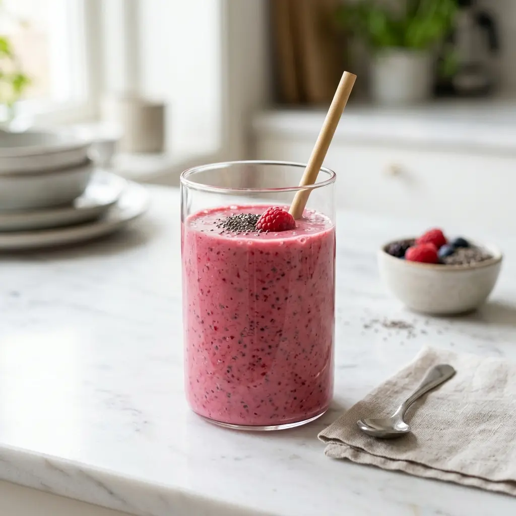 Smoothie aux graines de chia servi frais comme boisson maison