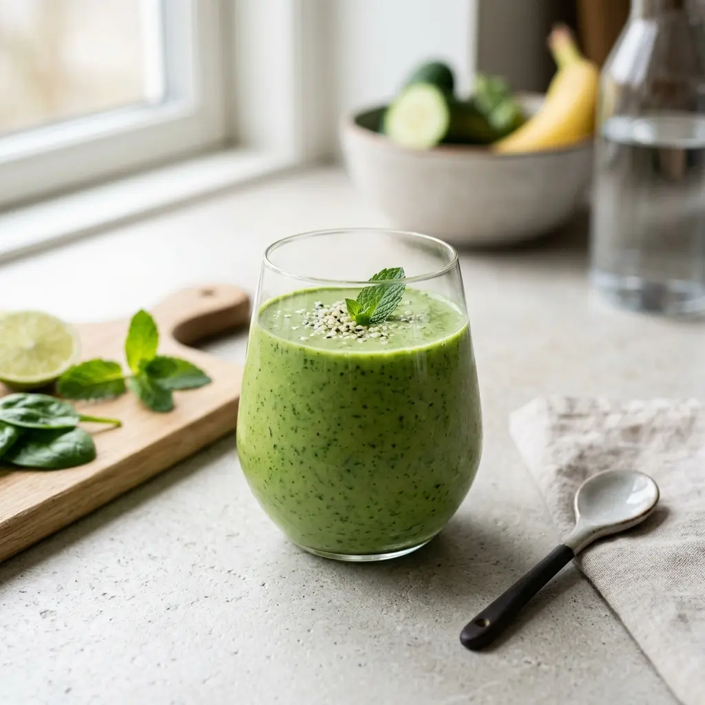 Smoothie vert servi frais comme boisson maison