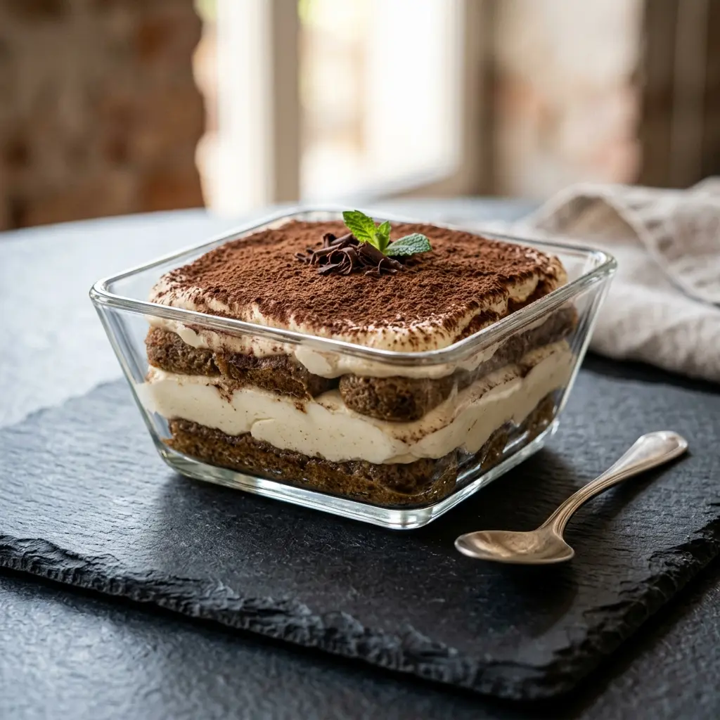 Tiramisu prêt à servir comme plat maison