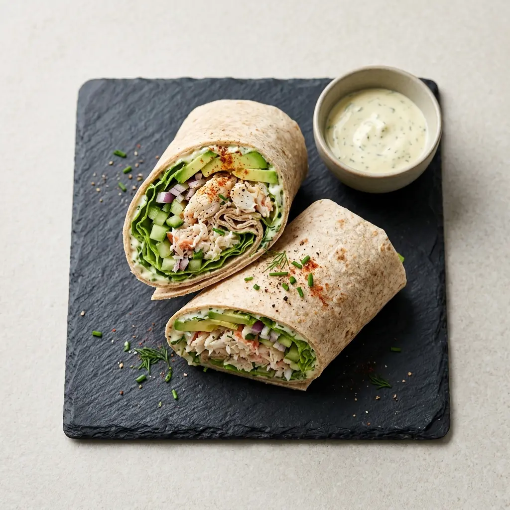 Wrap au crabe prêt à servir comme plat maison