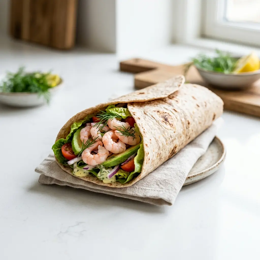 Wrap aux crevettes prêt à servir comme plat maison