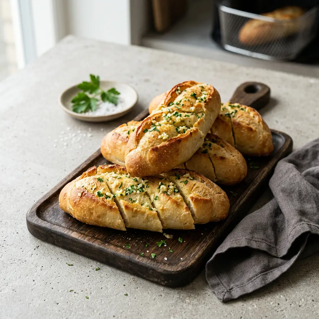 Photo de Baguettes à l'ail à l'air fryer préparé à l'air fryer