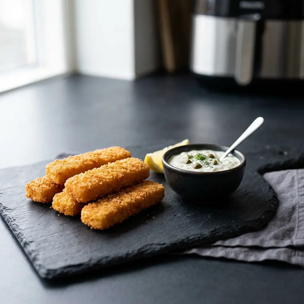 Photo de Bâtonnets de poisson surgelés à l'air fryer préparé à l'air fryer