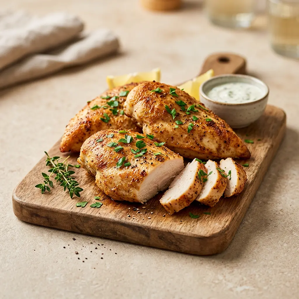 Photo de Blancs de poulet à l'air fryer préparé à l'air fryer