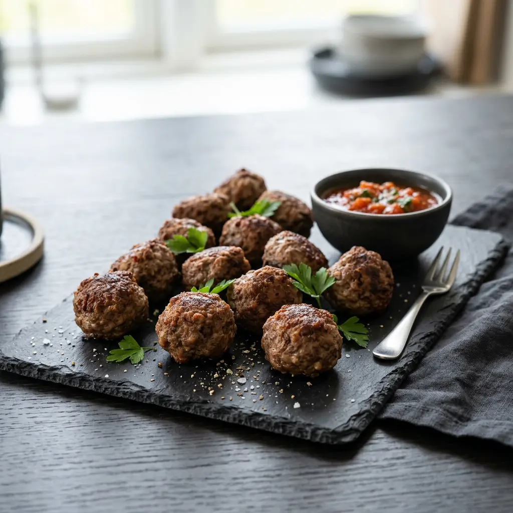 Photo de Boulettes de bœuf à l'air fryer préparé à l'air fryer