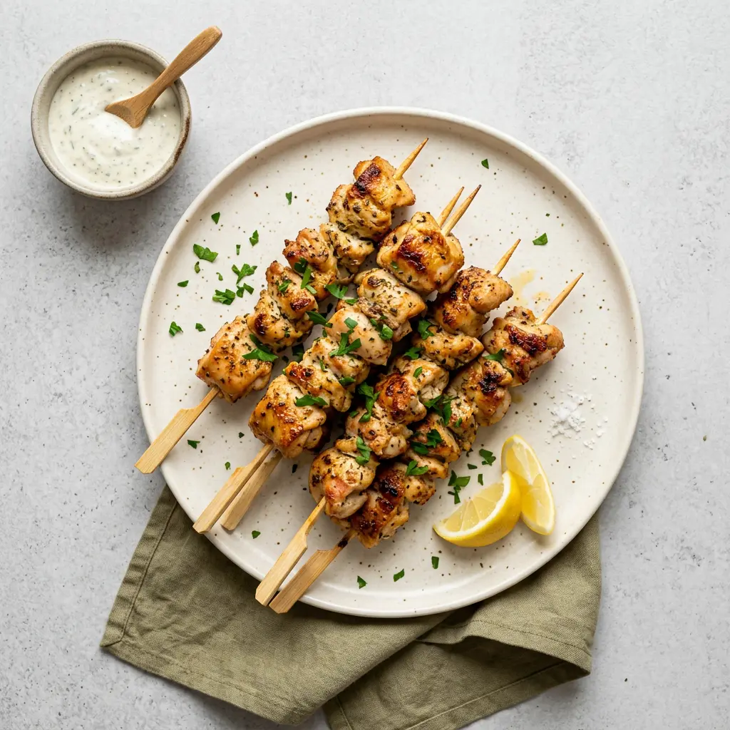Photo de Brochettes de poulet à l'air fryer préparé à l'air fryer
