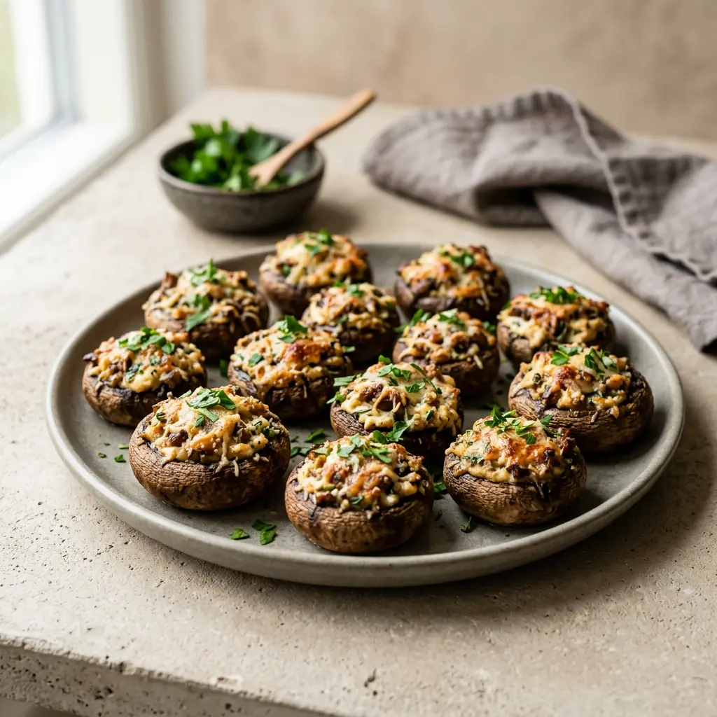 Photo de Champignons farcis à l'air fryer préparé à l'air fryer