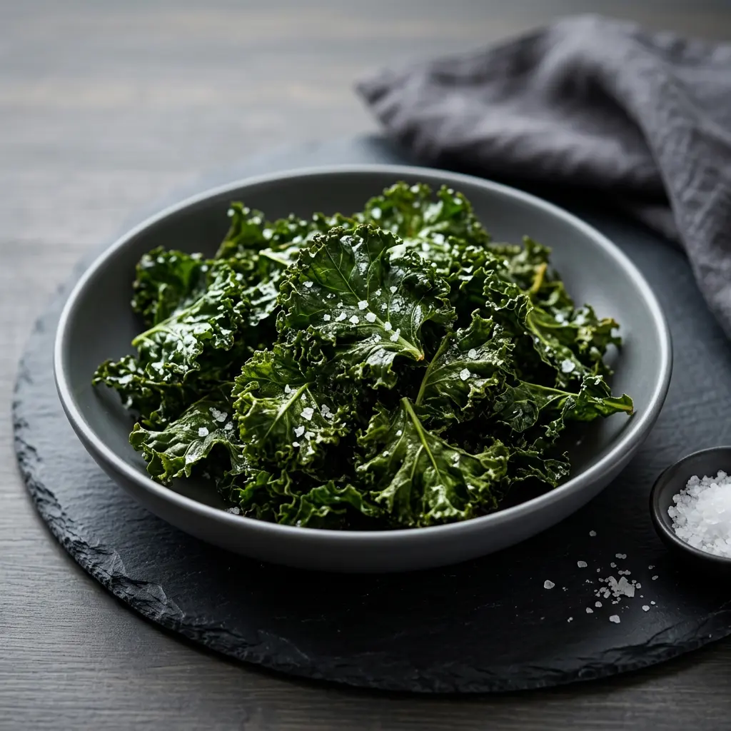 Photo de Chips de chou kale à l'air fryer préparé à l'air fryer