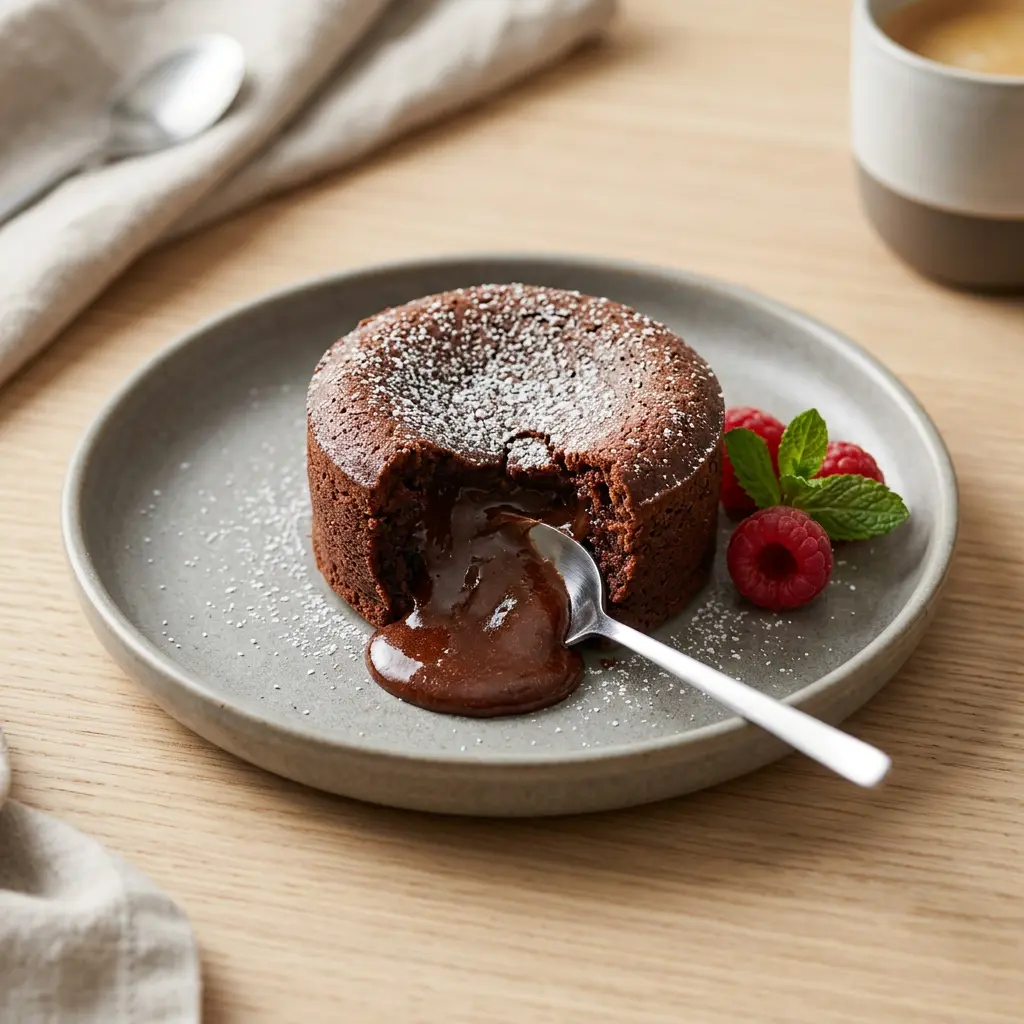 Photo de Coulant au chocolat à l'air fryer préparé à l'air fryer