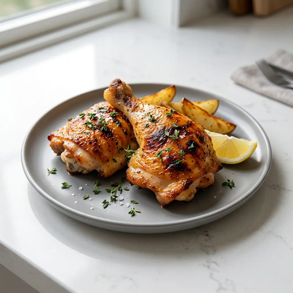 Photo de Cuisses de poulet entières à l'air fryer préparé à l'air fryer