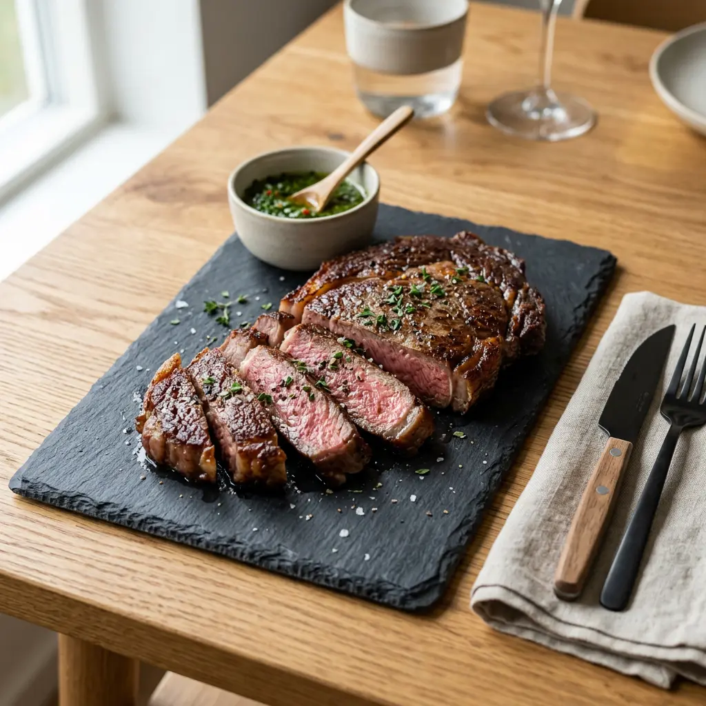 Photo de Entrecôte ribeye à l'air fryer préparé à l'air fryer