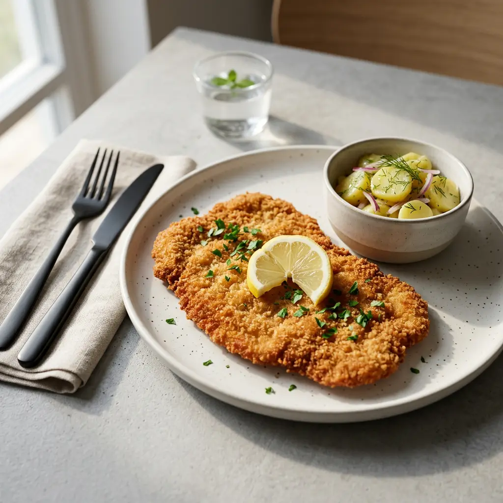 Photo de Escalope viennoise à l'air fryer préparé à l'air fryer