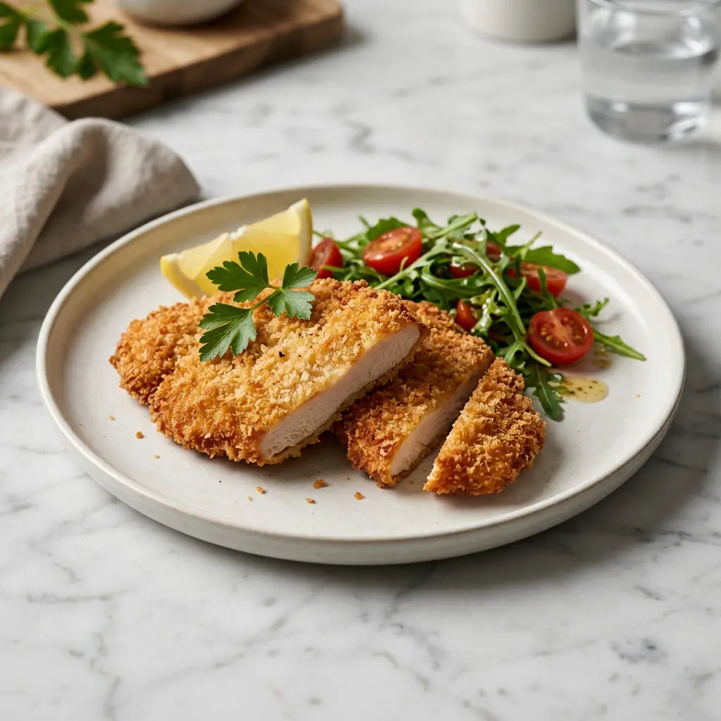 Photo de Escalopes de poulet panées à l'air fryer préparé à l'air fryer