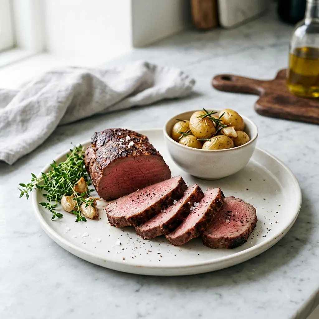 Photo de Faux-filet de bœuf à l'air fryer préparé à l'air fryer