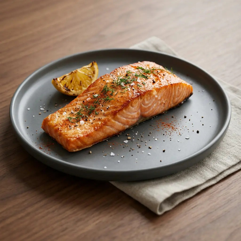 Photo de Filet de saumon à l'air fryer préparé à l'air fryer