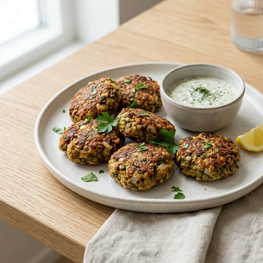 Photo de Galettes de lentilles à l'air fryer préparé à l'air fryer
