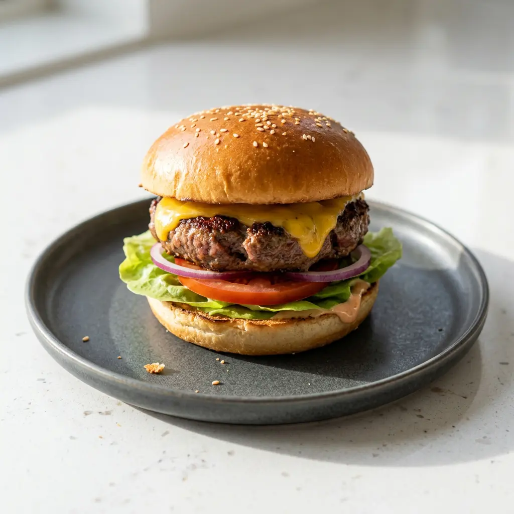 Photo de Hamburger à l'air fryer préparé à l'air fryer