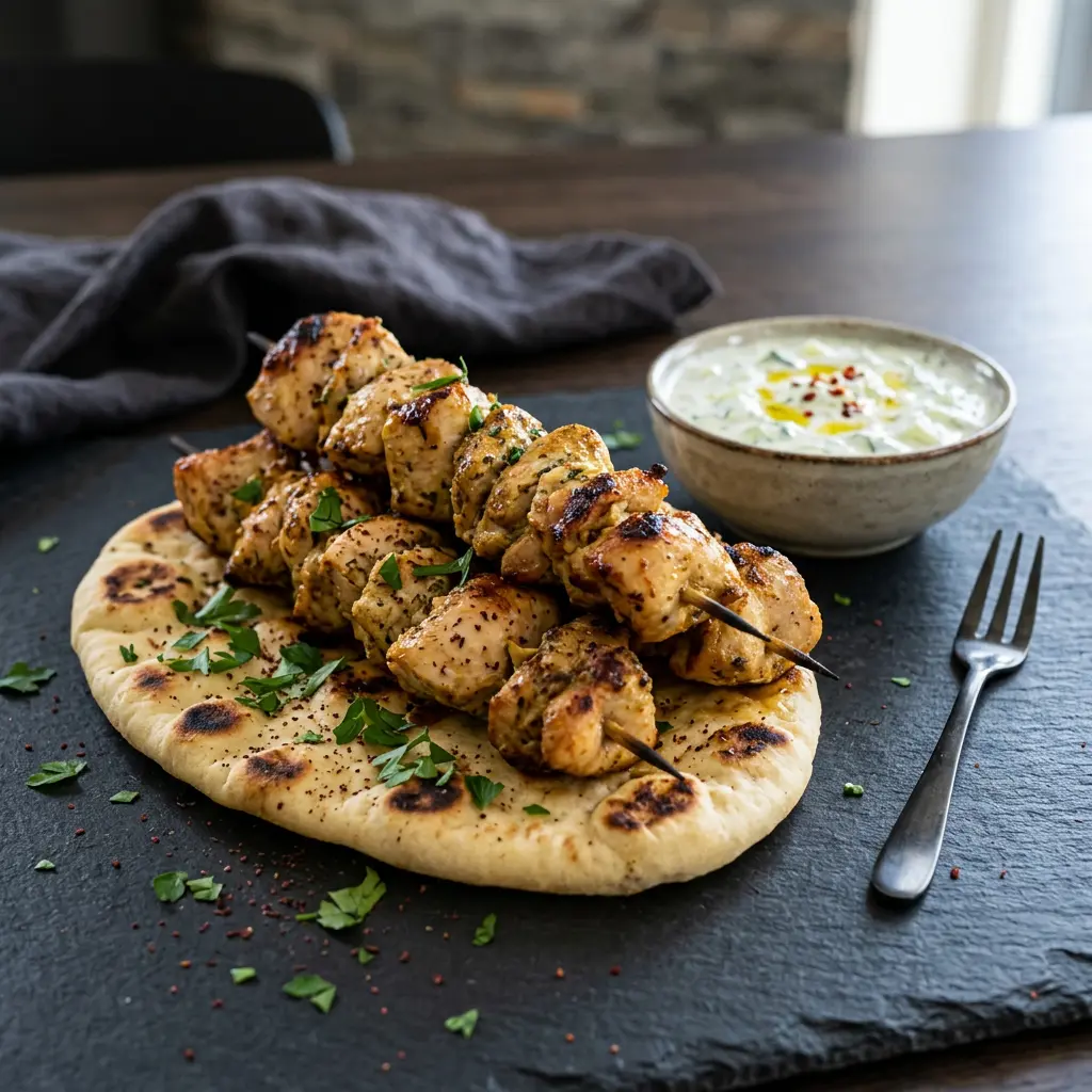 Photo de Kebab de poulet à l'air fryer préparé à l'air fryer