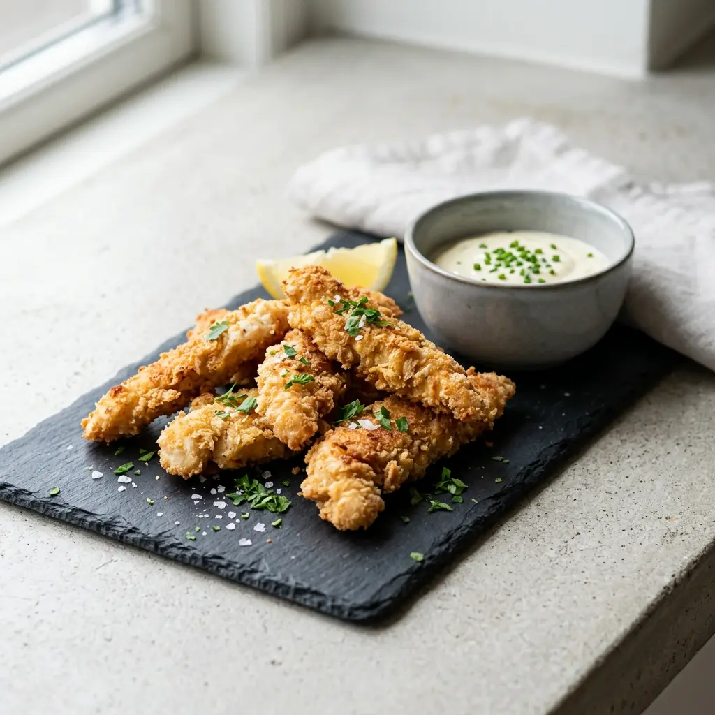 Photo de Lamelles de poulet à l'air fryer préparé à l'air fryer