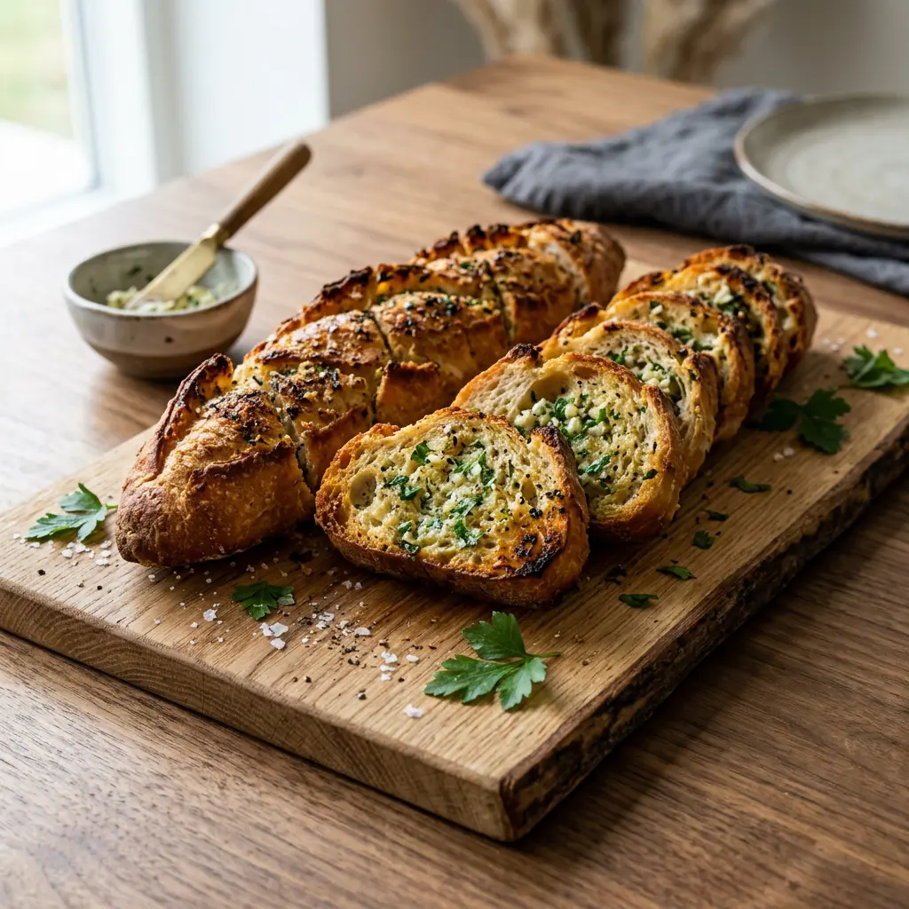 Photo de Pain à l'ail à l'air fryer préparé à l'air fryer