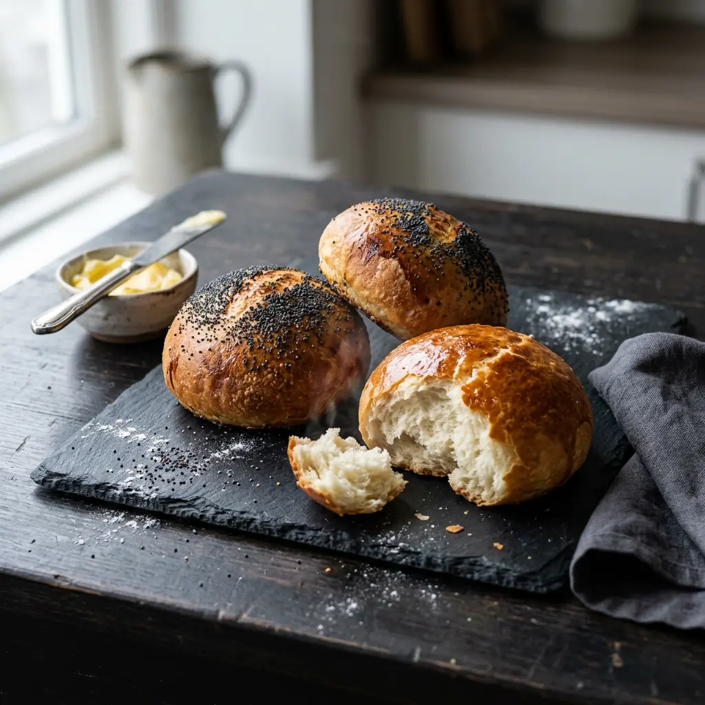 Photo de Petits pains du petit-déjeuner surgelés à l'air fryer préparé à l'air fryer