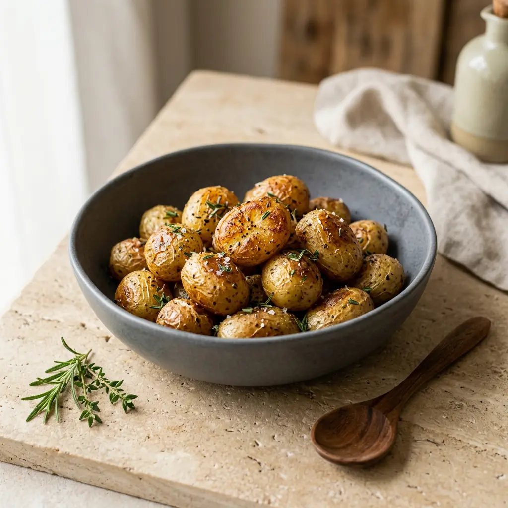 Photo de Pommes de terre grenailles à l'air fryer préparé à l'air fryer