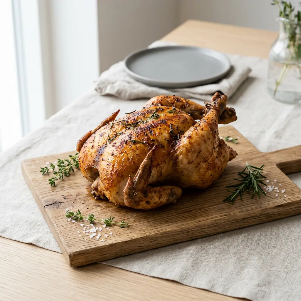 Photo de Poulet entier à l'air fryer préparé à l'air fryer