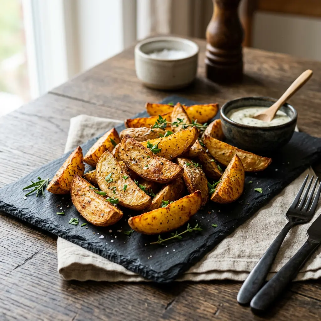 Photo de Quartiers de pommes de terre à l'air fryer préparé à l'air fryer