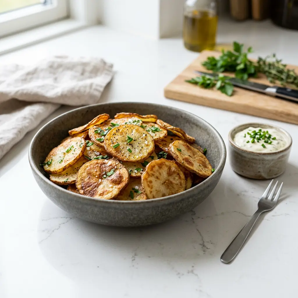 Photo de Rondelles de pommes de terre à l'air fryer préparé à l'air fryer