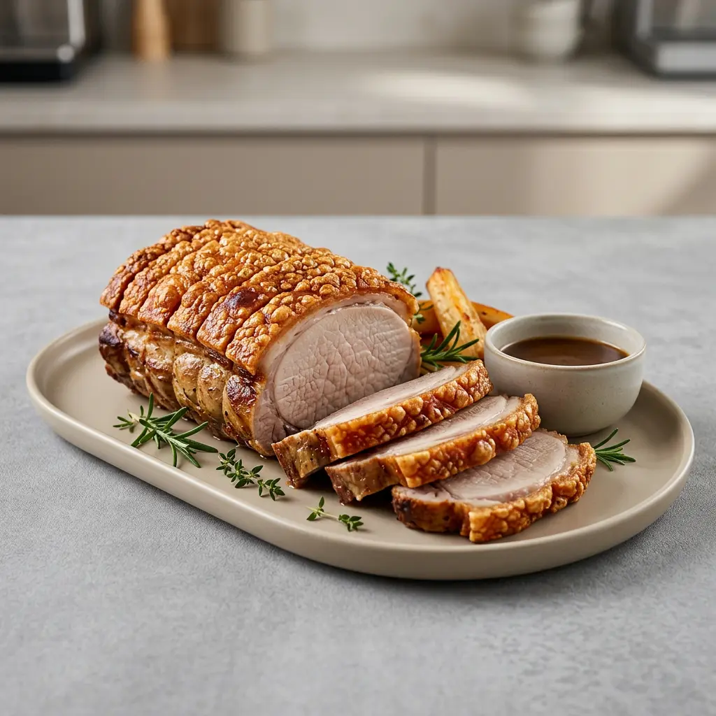 Photo de Rôti de longe de porc à l'air fryer préparé à l'air fryer