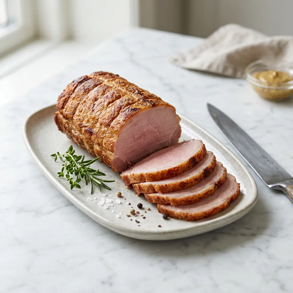 Photo de Rôti de porc fumé à l'air fryer préparé à l'air fryer