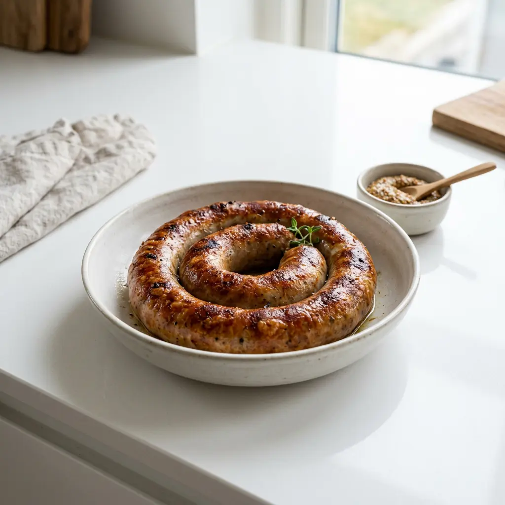 Photo de Saucisse medister à l'air fryer préparé à l'air fryer