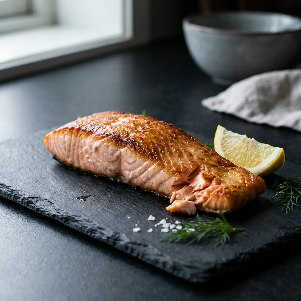 Photo de Saumon surgelé à l'air fryer préparé à l'air fryer